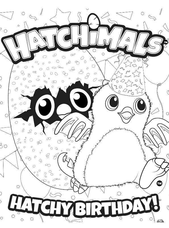 Kids-n-fun | Kleurplaat Hatchimals Happy Birthday
